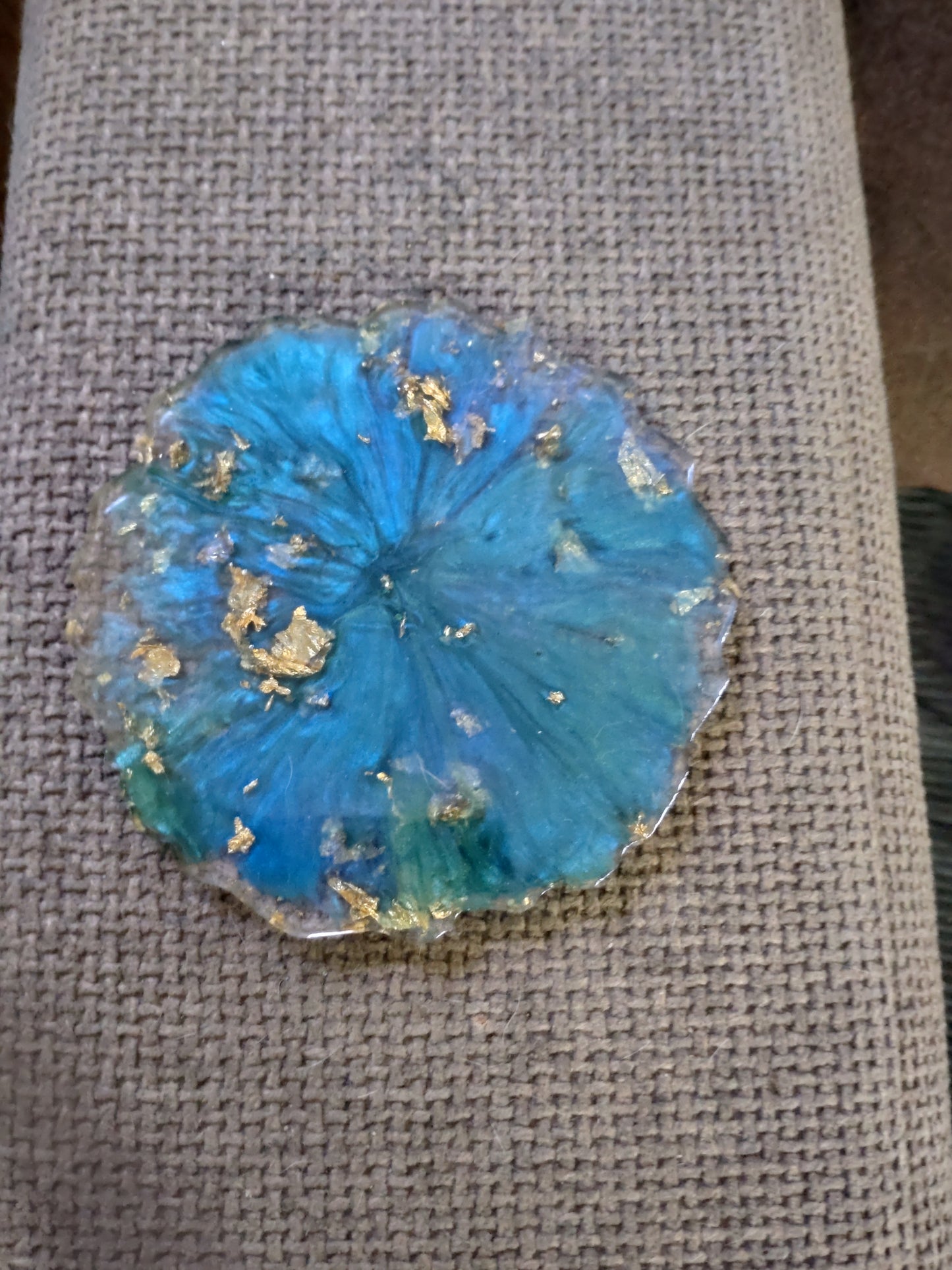 Handmade resin coasters blue/green pattern
