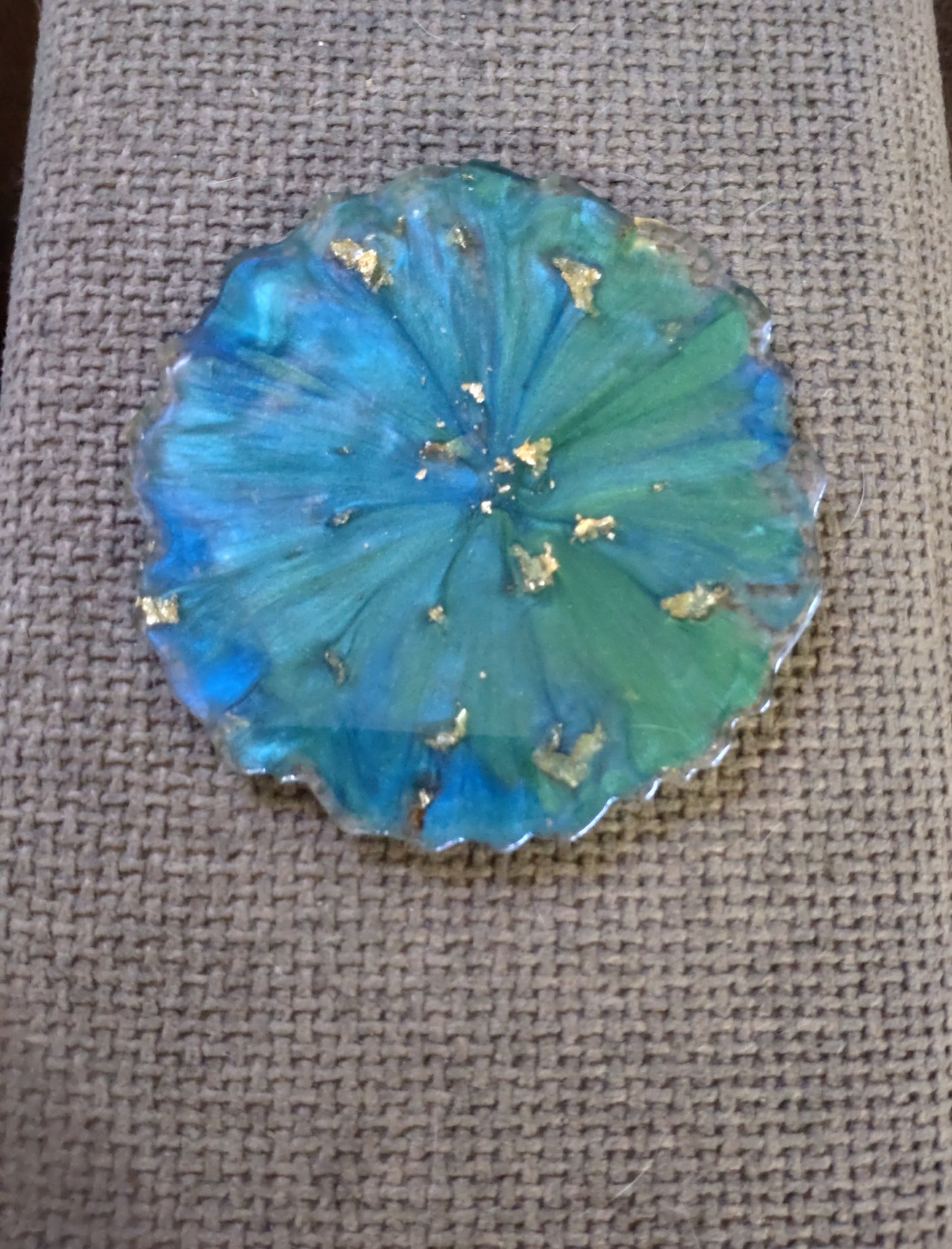 Handmade resin coasters blue/green pattern
