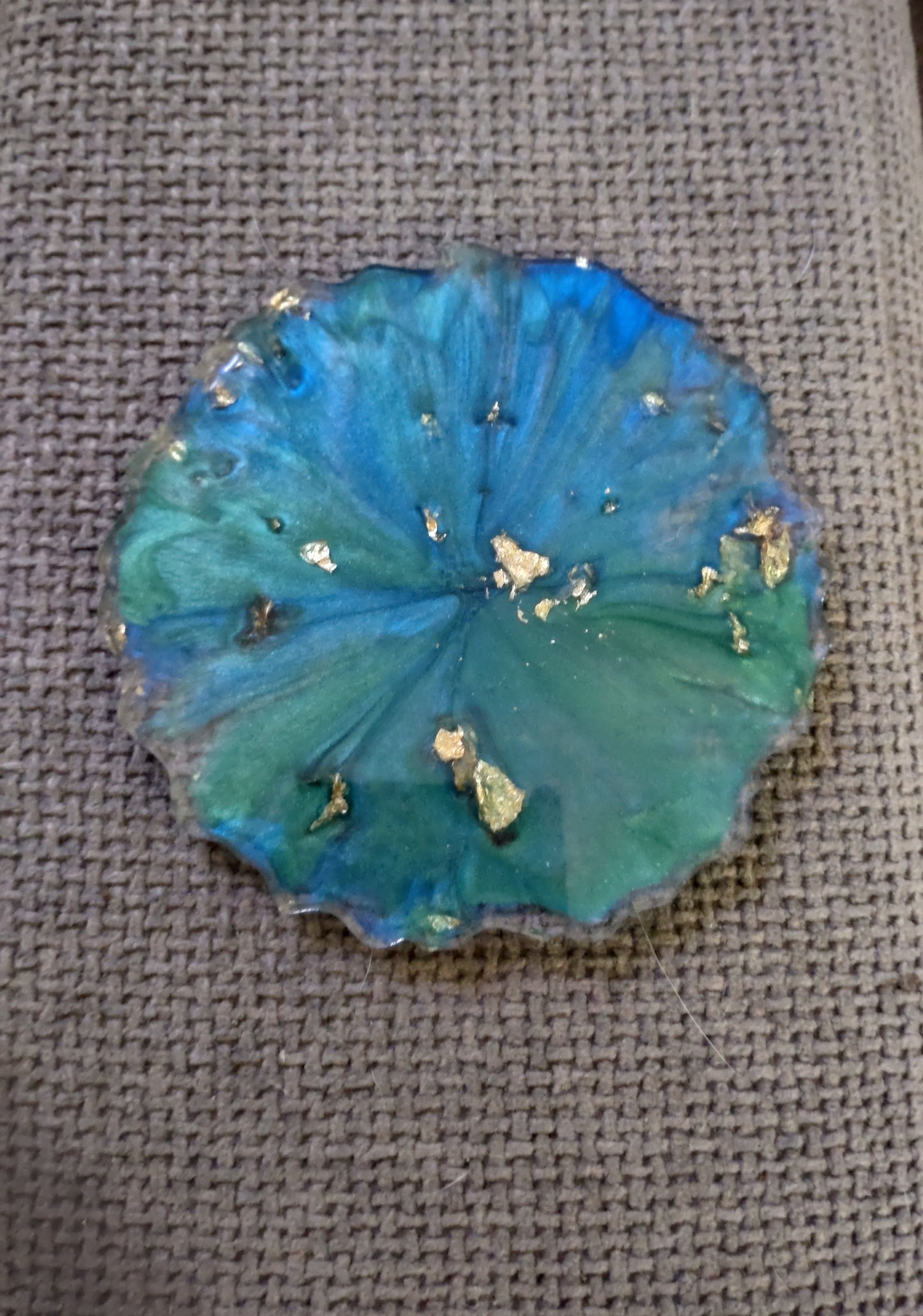 Handmade resin coasters blue/green pattern