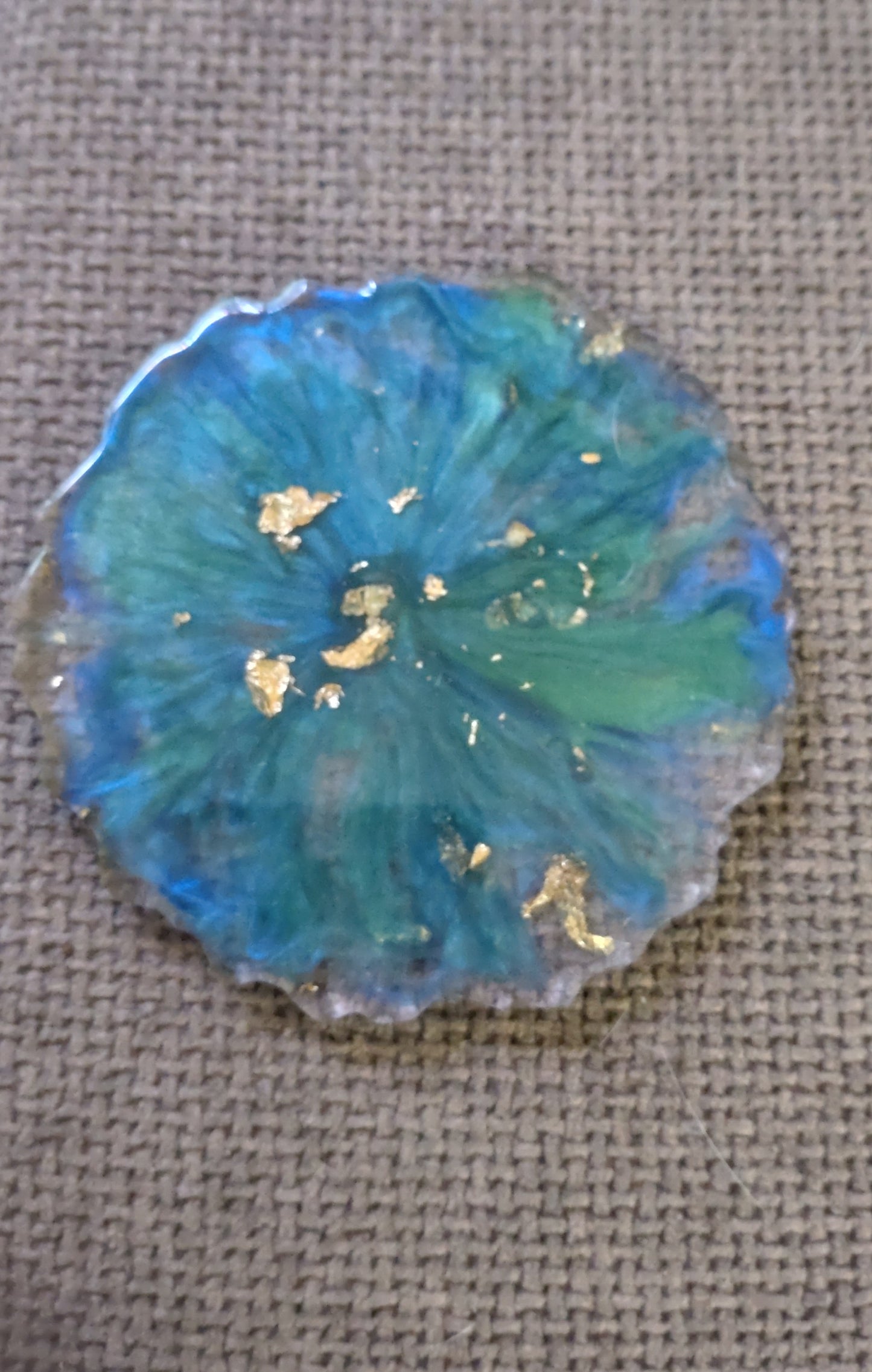 Handmade resin coasters blue/green pattern