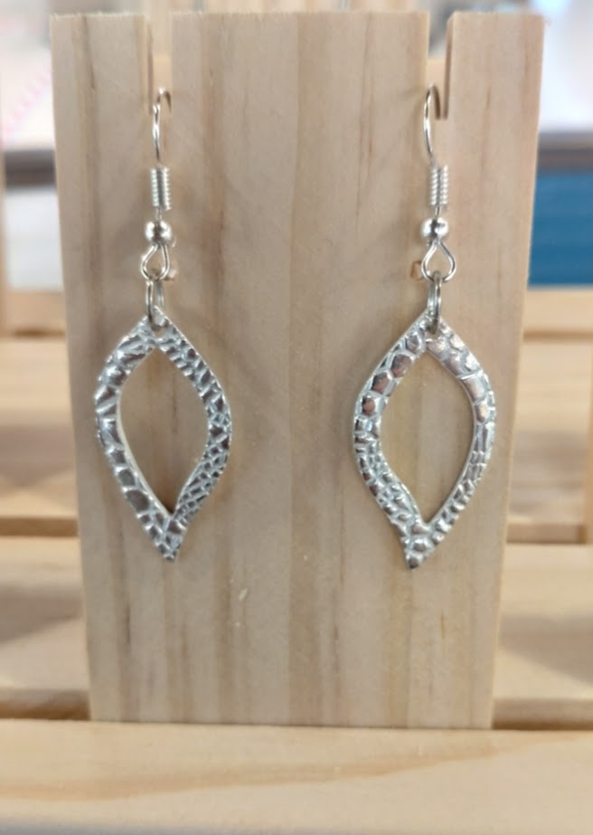 Fine silver cut out wavy leaf drop earrings handmade