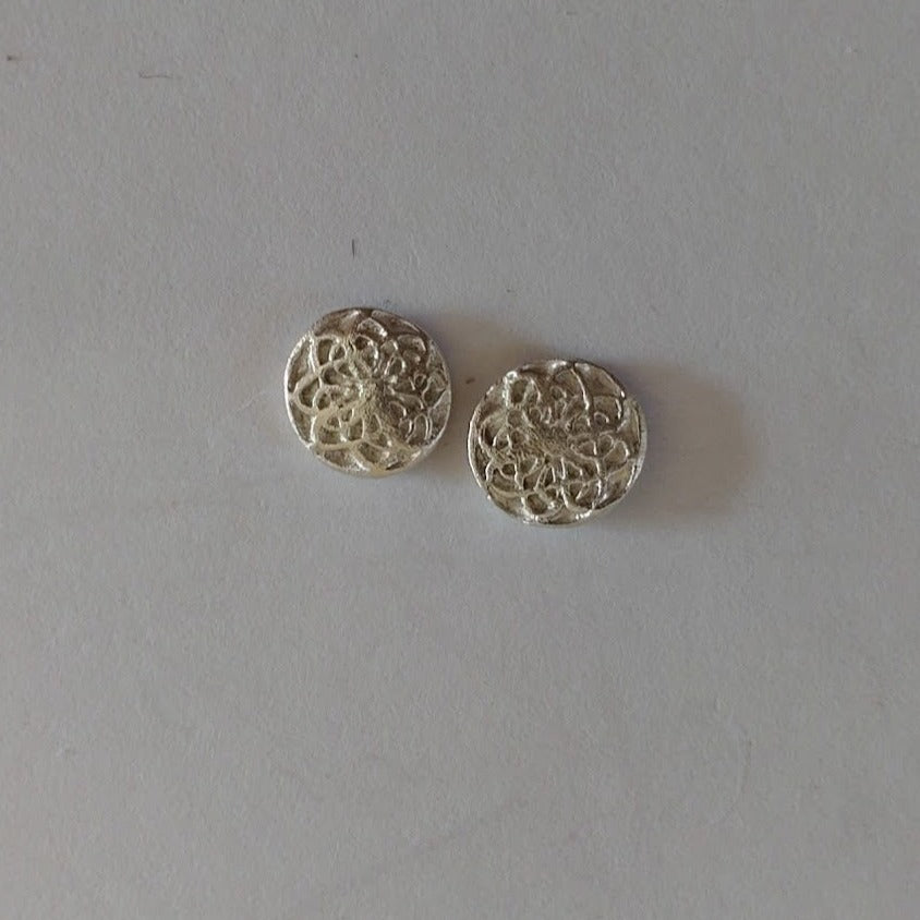 Handmade fine silver celtic knot stud earrings plain silver