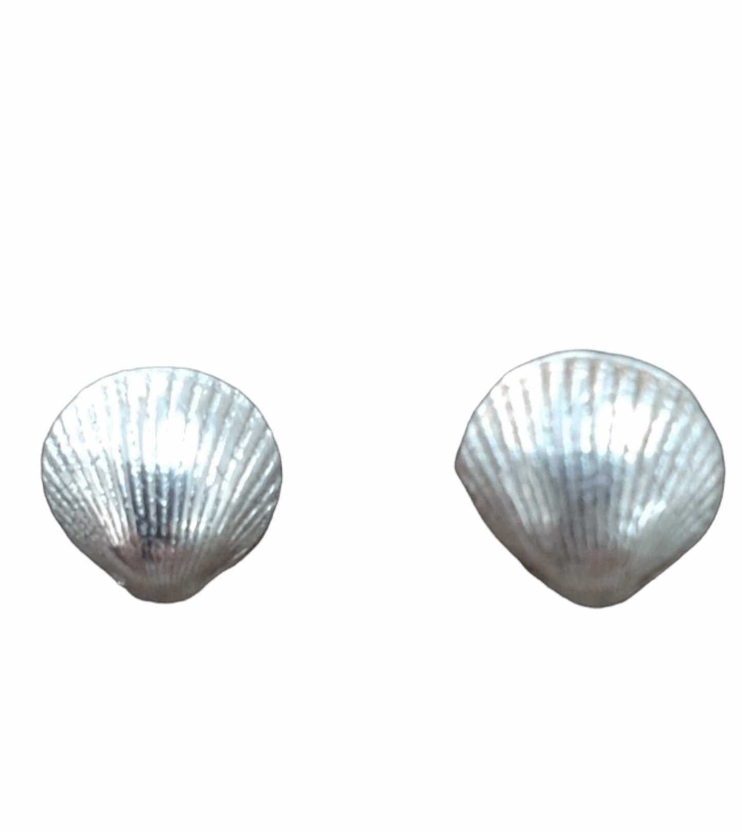 Handmade fine silver shell studs plain 
