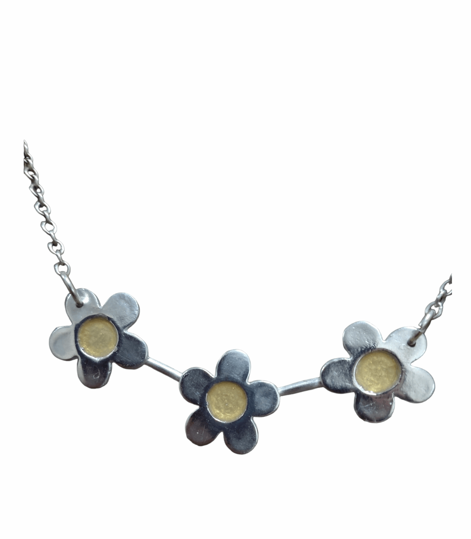 Handmade fine silver daisy chain necklace 