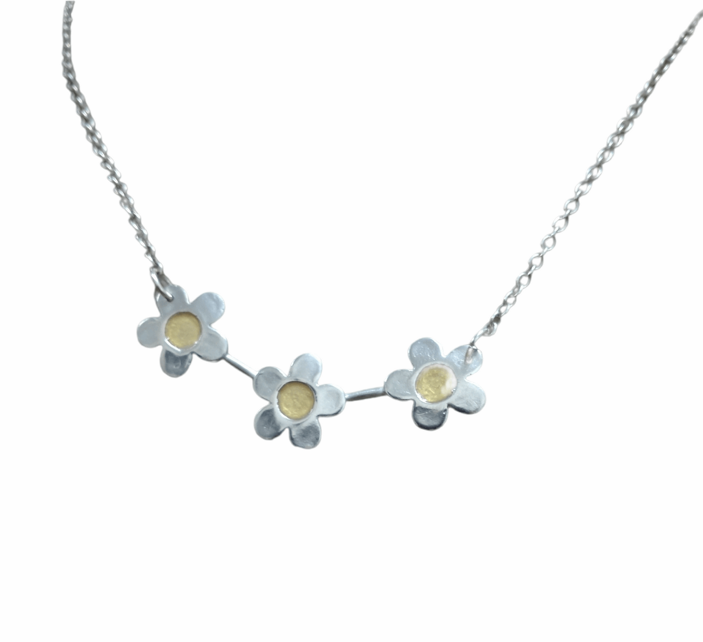 Handmade fine silver daisy chain necklace 