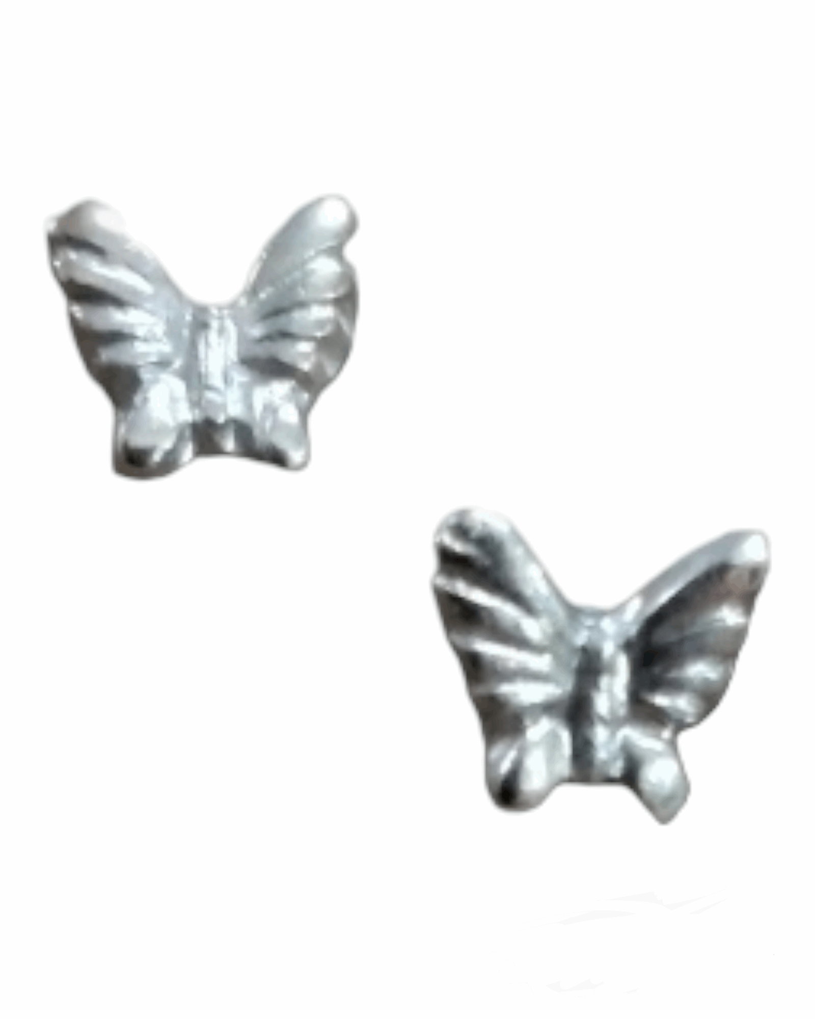 Handmade fine silver butterfly studs